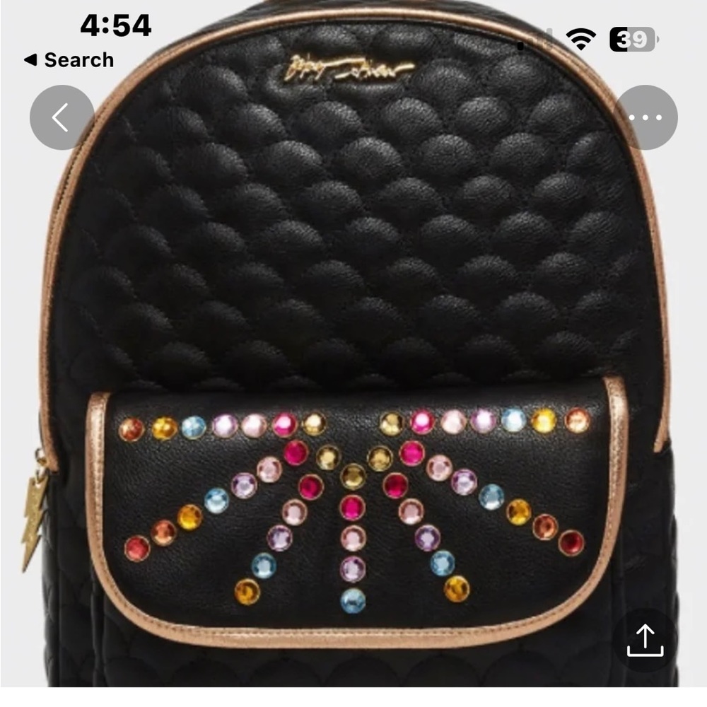 Betsy Johnson Rainbow Lite Large Backpack  Black  NWOT